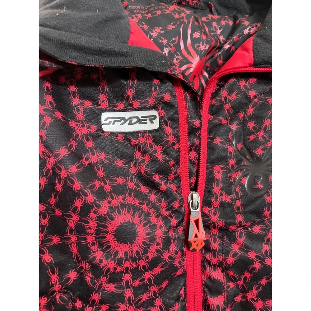 Kids‎ Spyder Ski Snow Jacket Black Red Spider Web Print Size 6